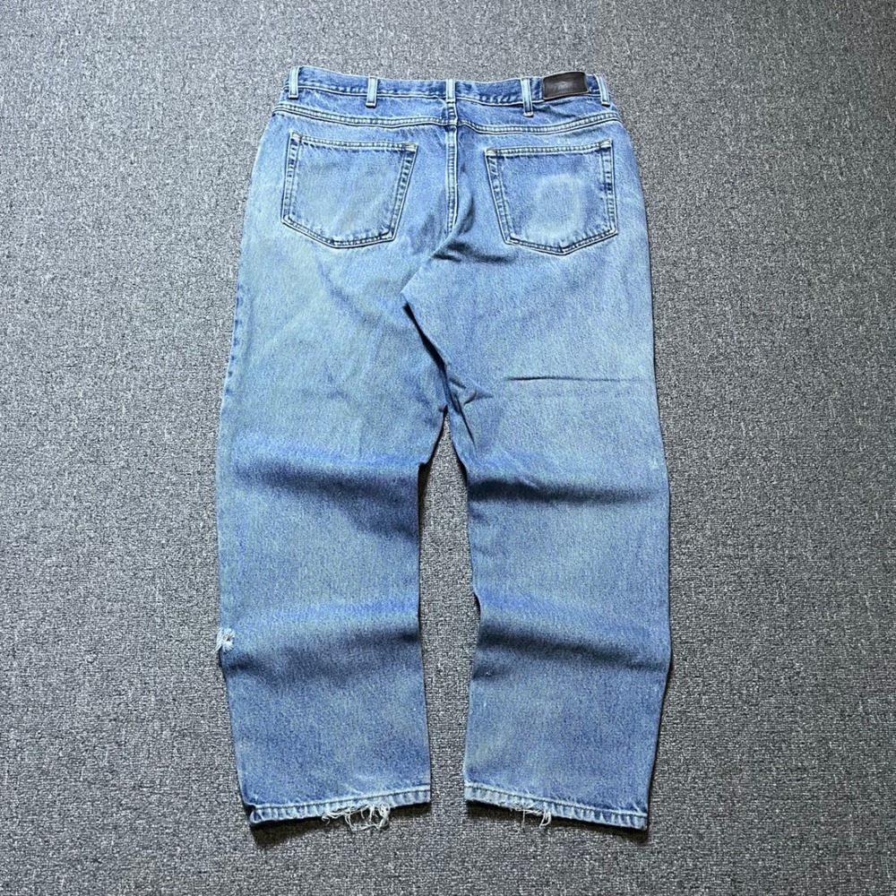 L.L.Bean Classic Fit Jeans 37x29 Light Wash Distressed Straight Leg Denim - Picture 2 of 16